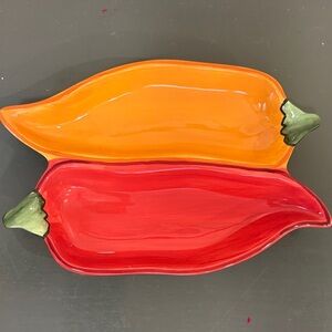 Clay Art 1990s Chili Peppers Salsa Dish.
